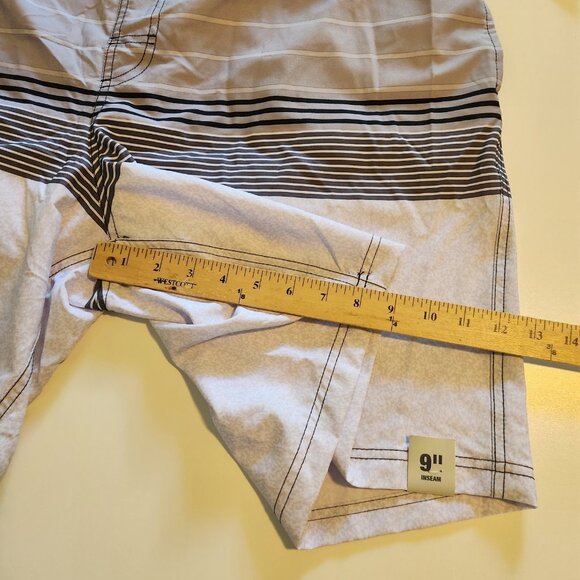 George At The Knee Swim Trunks Grey Black Striped Mens 2XL (44-46) NEW‎ NWT - Picture 9 of 12